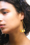 Gold plated dangling triangular earrings