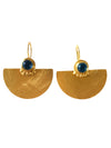 Jules gold plated drop earrings featuring blue quartz gemstone, handcrafted statement piece